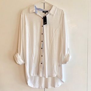 Angels White Collared Long Sleeve Blouse